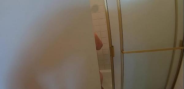  Stepson caught peeping on stepmom in the shower gets sex  (POV)